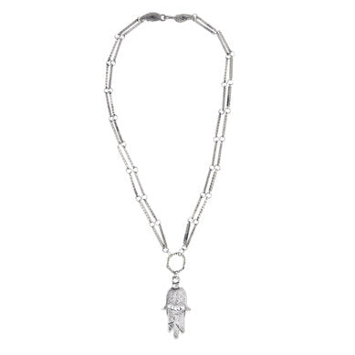 Sterling Silver Sun Hamsa Necklace