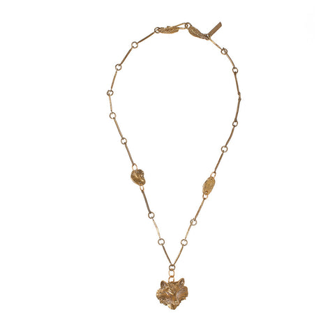 Fox Face on Vintage Chain Necklace