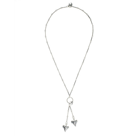 Silver Shark Teeth & Vintage Chain Lariat