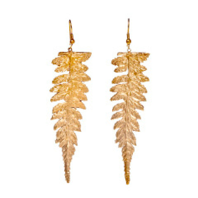 Long Redwood Fern Earrings