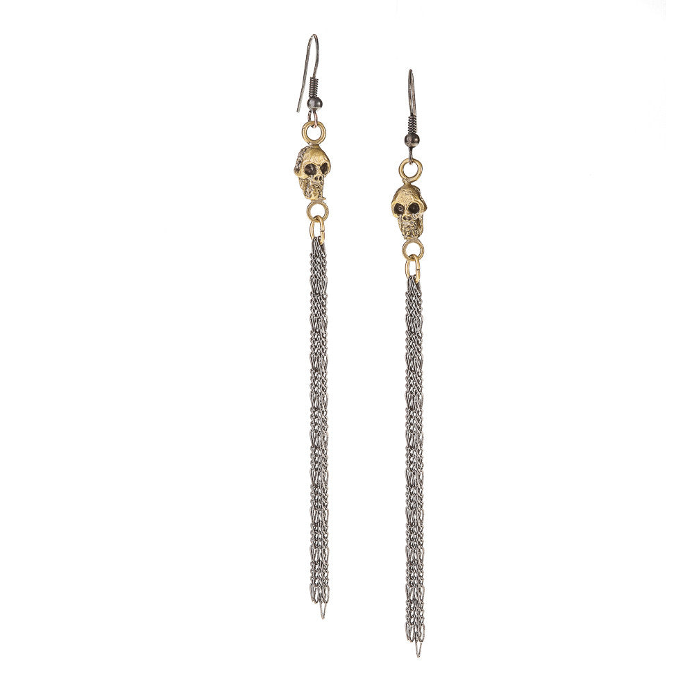 Tiny Skulls with Vintage Chain Earrings