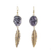 Image of Amethyst Druzy with Feather Earrings