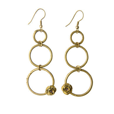 Three Circle Flower Earrings