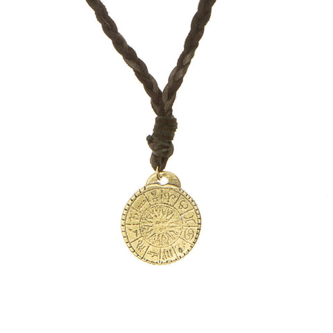 Zodiac Coin on Braided Leather