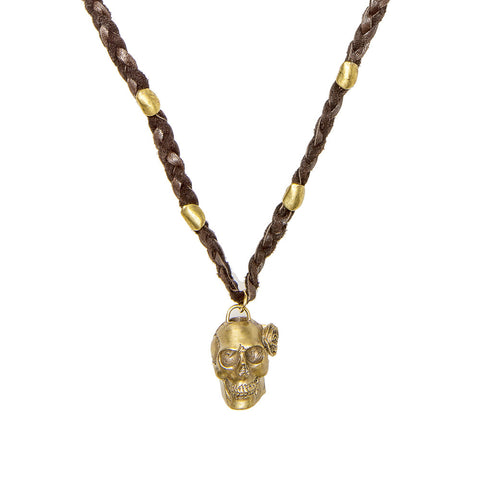 Skull with Rose Braided Buckskin