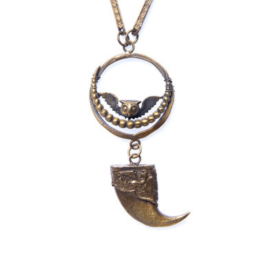 Owl, Moon & Claw Necklace