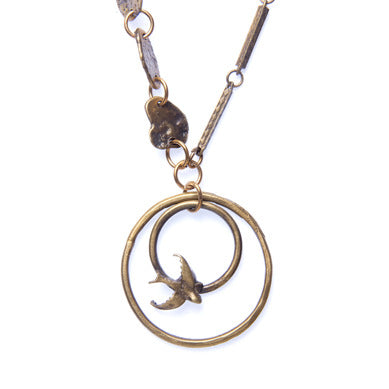 Double Bird Circle Necklace