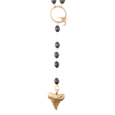 Shark Tooth & Dove Rosary Necklace