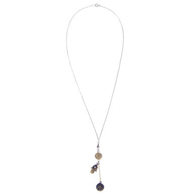 Tiny Buddha, Om, Hamsa & Peace Coin Necklace