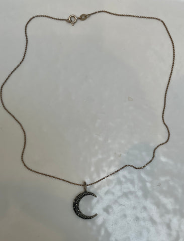 Small Reclaimed Sterling Moon Necklace