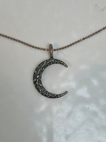 Small Reclaimed Sterling Moon Necklace